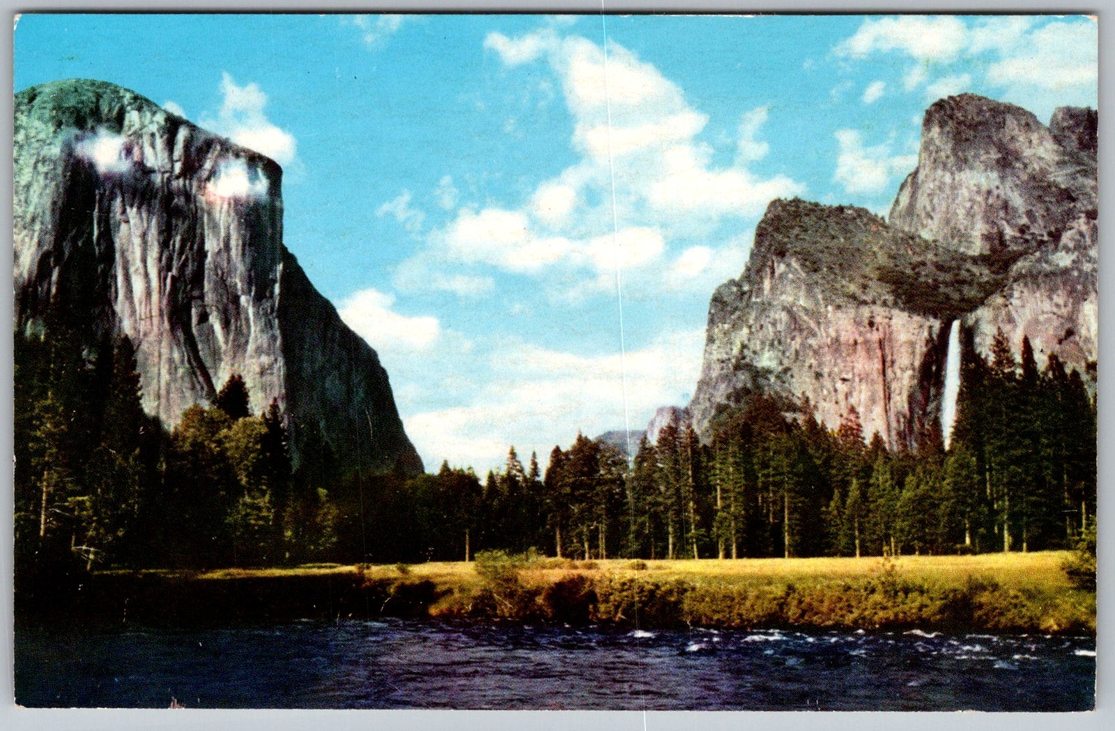 Vtg Postcard El Capitan Bridalveil Yosemite National Park, CA 1950s