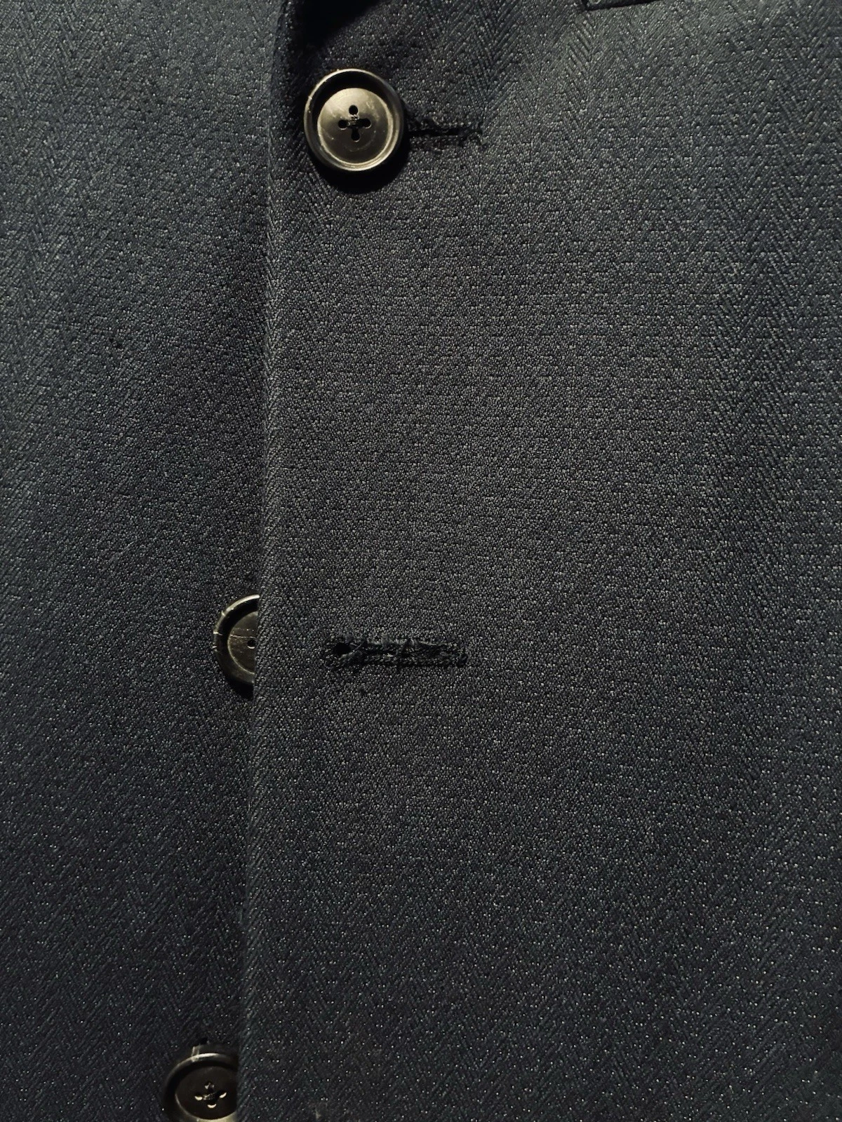 Burberry London Men's Navy Herringbone Long Lined Overcoat Coat Size 38 Reg image 15