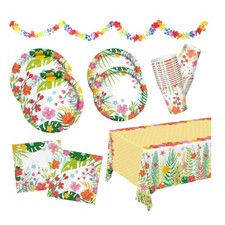 Luau Party Supplies Kit for 25 Hawaiian Party Disposable Plates, Cups, etc. S19