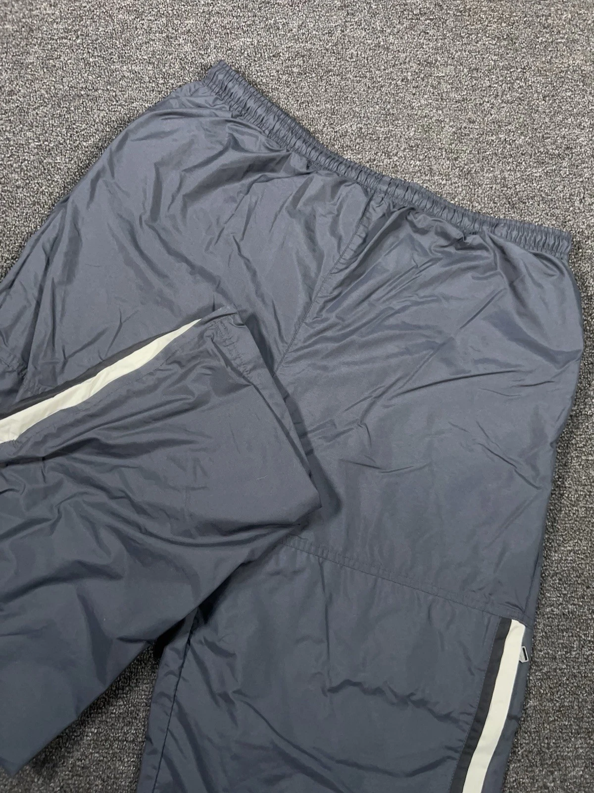 Vintage Nike Windbreaker Pants MenXL Gray Baggy Drawstrings Lined Ankle Zip 90s