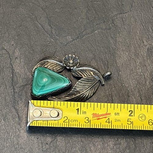 Dave Scott Navajo Sterling Silver Malachite Pendant Vintage Abstract Ae - Picture 10 of 14