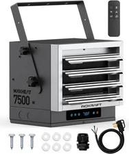7,500W Electric Garage Heater, Wire: 8 AWG, Plug: NEMA 14-50P, Remote, Ceiling M