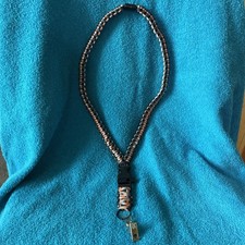Paracord Lanyard - Black Grey Orange - Keychain - Badge Holder