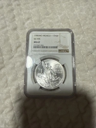 1986 Mexico 1 Onza Silver Coin MS67 NGC Graded