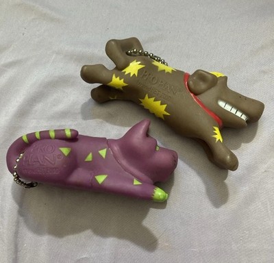 Vintage Pro Plan Squeeze Light Keychain Cat & Dog Figure Pet Food Advertising