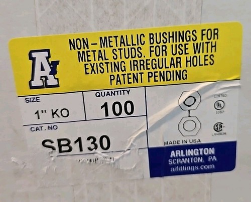 ARLINGTON INDUST SB130 1" KO NICHTMETALL METALLBOLZEN BUCHSE GEHÄUSE MIT 100 STCK. - Bild 3 von 5