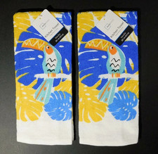 Set of 2 Tropical Bird Kitchen Towels 15" x 25" All Cotton NEW