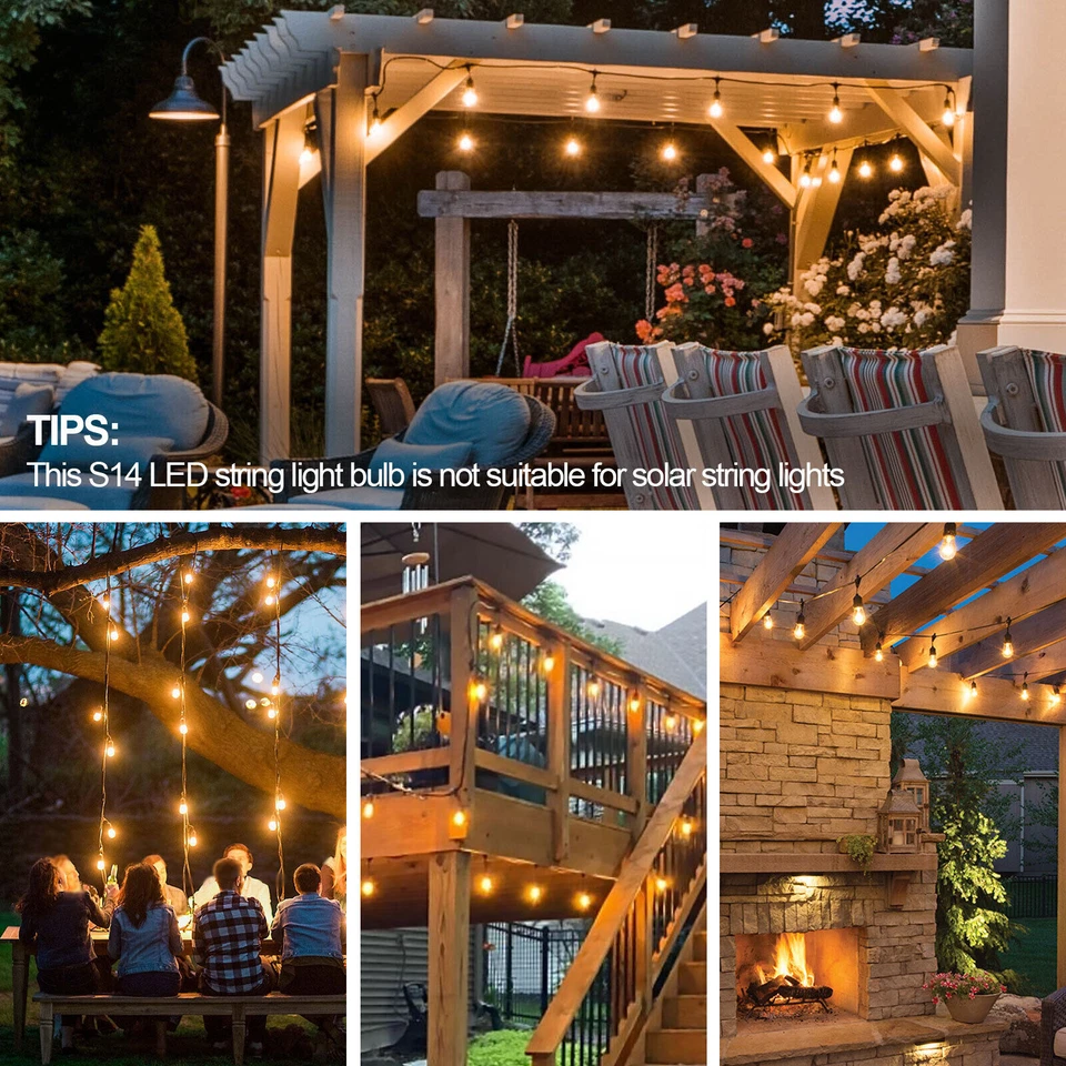 E26 LED Replacement Light Bulbs 2W S14 Clear Globe Edison Bulb 2700K Warm White - Image 4 of 4