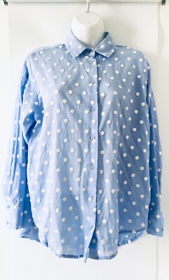 light blue polka dot top