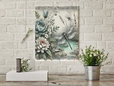11x14 Dragonfly Pond Canvas Print Wall Art