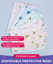 [Individually Wrapped] 10/50 Pcs Kids Disposable Face Mask 3-Ply Non-Medical