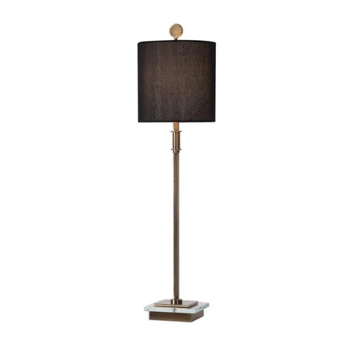 Uttermost Volante Iron Fabric and Crystal Table Lamp in Antique Brass - Picture 1 of 7