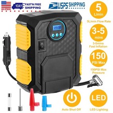150psi Fast Tire Inflator Digital Air Pump W Lcd Display For Car Bike Portable