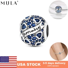 MULA European Birthstone September DIY Charm CZ for Bracelet 925 Sterling Silver
