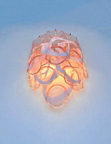 1970’s Pair of Vintage Italian Murano wall lights - 10 pink glasses - Foto 16 di 17