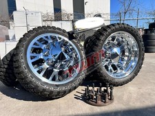 24 Dually Wheels Custom Cut High Polish 10 Lug Rim W35 Tires Caps Adapters 24 Dually Wheels Custom Cut High Polish 10 Lug Rim W35 Tires Caps Adapters