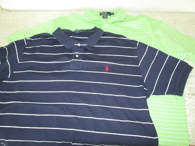 Polo by Ralph Lauren ラガーシャツ XL Lot of 2 Men's Polo Ralph Lauren Shirts, XL, Blue & Green Stripe