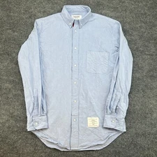 Thom Browne Shirt Mens 3 Blue Button Down Solid Long Sleeve Oxford Cotton Japan
