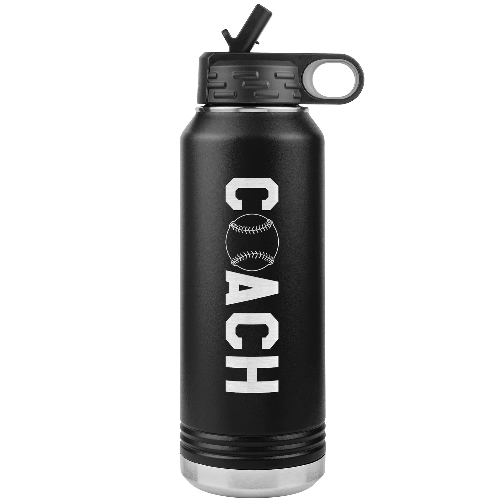 Softball Coach Water Bottle - 32oz Insulated Engraved Stainless Steel Flip To...