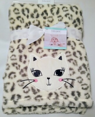 Baby Gear Baby Blanket Cat Face Leopard Print Gray White New Soft Security