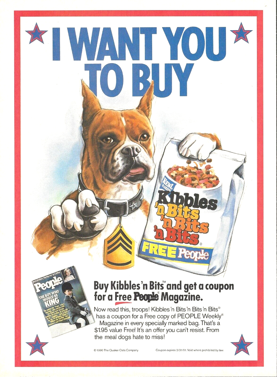 1990 Kibbles N Bits Dog Food Funny Army I Want You vtg Print Ad Advertisement | eBay 1990-kibbles-n-bits-dog-food-funny-army-i-want-you-vtg-print-ad-advertisement-ebay