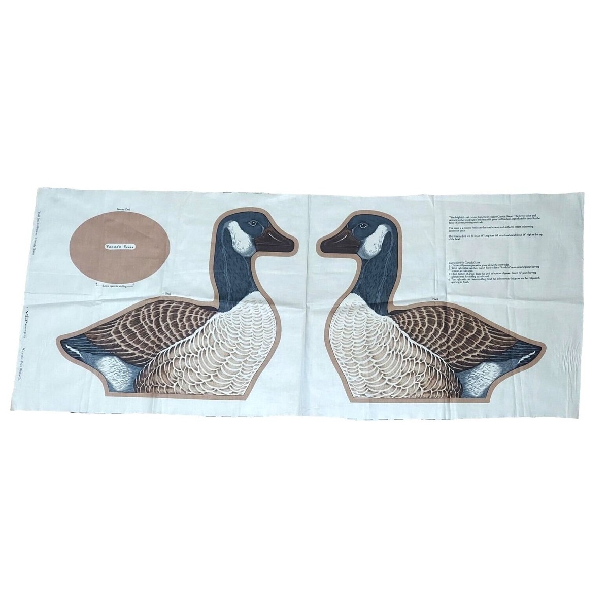 Fabric Panel CANADA GOOSE Vip Cranston Stuffed Animal Uncut Wild