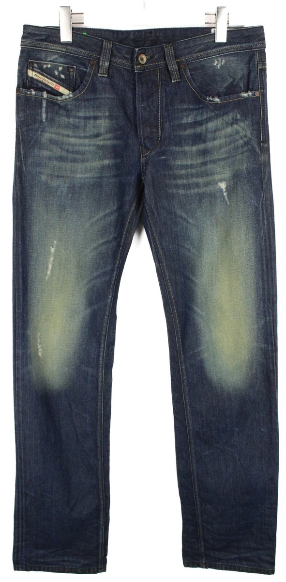 DIESEL Larkee Regular Straight 0882R Jeans Men s W32 L34 Ripped Whiskers Faded