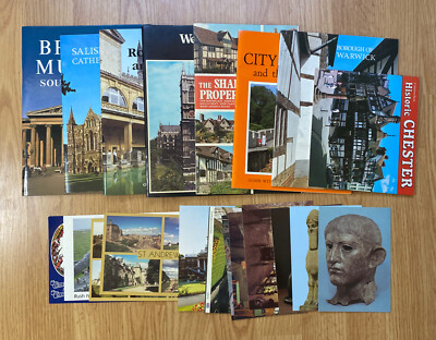 Lot of 8 Vintage British Visitors Souvenirs Guides Tour Books + 13 Postcards