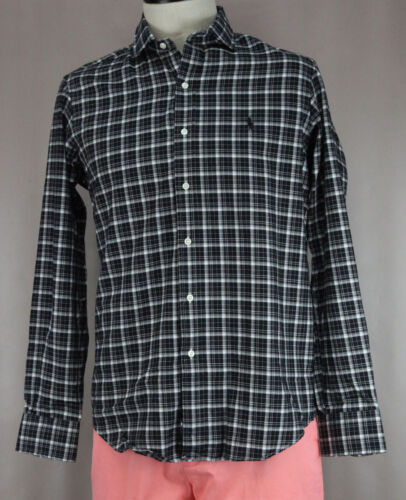 Polo Ralph Lauren Męska czarna w kratę zapinana na guziki Bawełniana koszula Ret 89,50 USD Nowa - Zdjęcie 1 z 2