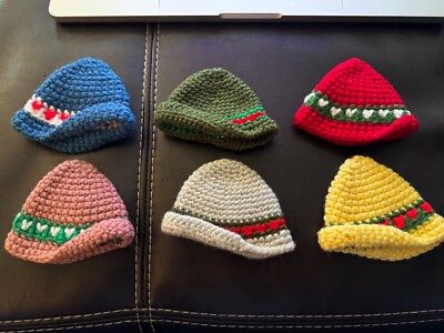 Vtg Set of 6  Mini Bavarian Alpine Hats Doll Gag Party Favors Wine Germany