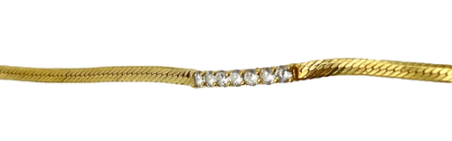 Gold-Plated Simulated Diamond Herringbone Bracelet - Picture 2 of 6