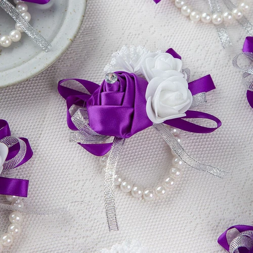 Bridesmaid Wrist Corsage Bracelet Pearl Hand Flowers Wedding Party Prom Decor UK - Picture 15 of 18