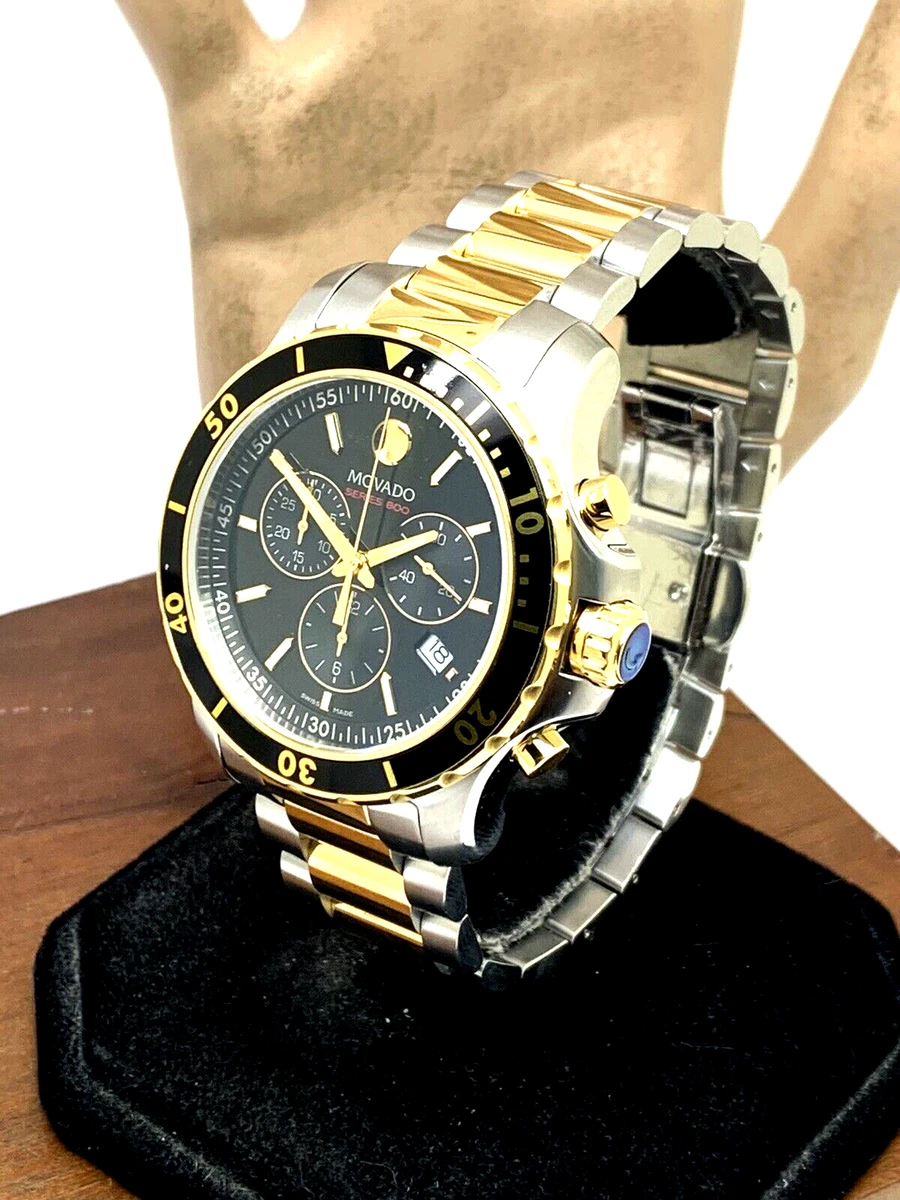 Movado Men's Watch 2600146 Series 800 Swiss Quartz Chronograph Black Dial  2-Tone | eBay