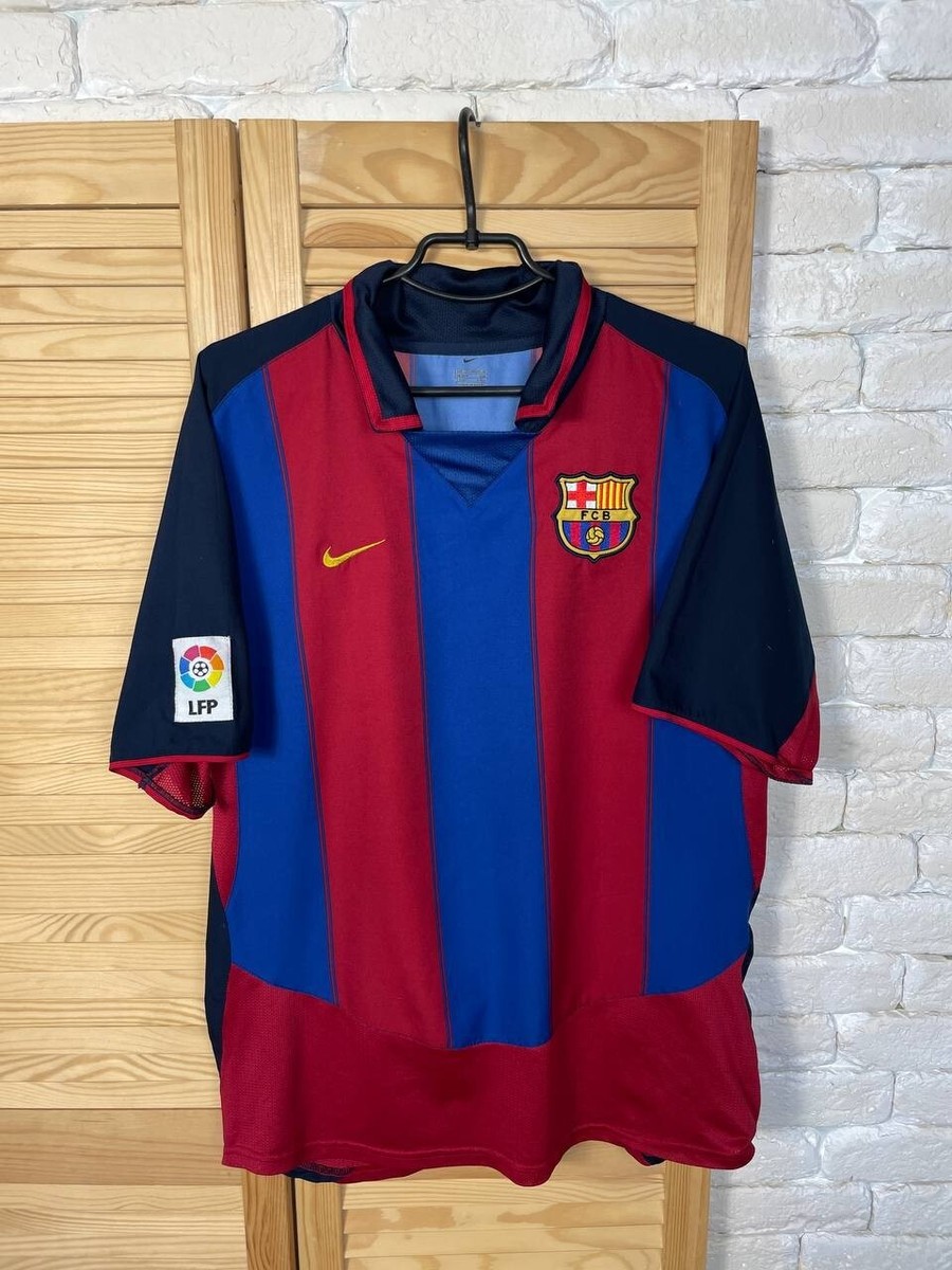 FCバルセロナ KLUIVERT 9番 シャツ 2002-03 Barcelona Home Shirt Kluivert #9 - 9/10 - (XL)