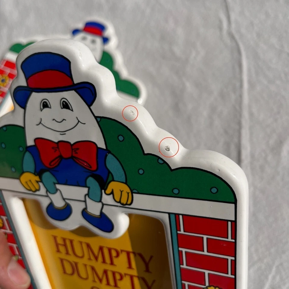 Vtg RUSS Humpty Dumpty Free Standing 4x6 Picture Frames Primary colors - Image 2 of 4
