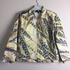 St John Sport L By Marie Gray Feather Zip Jacket Size Small