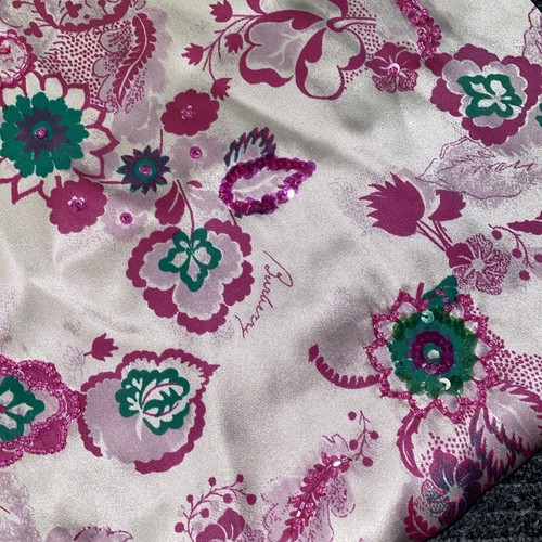 Burberry Silk Scarf Flower Pink Women beaded london made in india very rare box - Picture 6 of 13