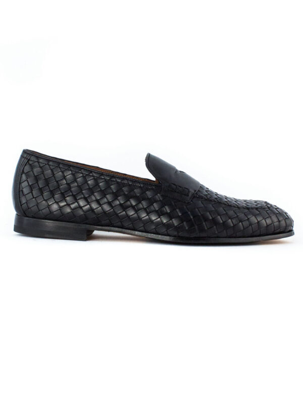 Men's Doucal's Blue Woven Leather Penny Loafers, F.Do Leather Art. 3265