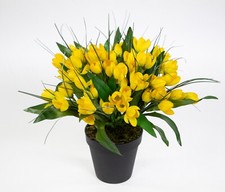Krokusbusch 28cm gelb im Topf PM Kunstblumen künstlicher Krokus Blumen Pflanzen