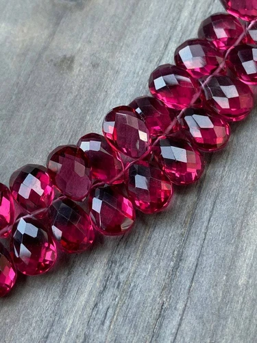 10 Pcs Pear Briolette Beads Hydro Rubellite Pink Quartz 8x12MM Jewelry Making