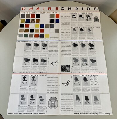 Mid-Century Modern Herman Miller Charles Eames Rare CHAIRS Poster,MCM,22  X 28 .