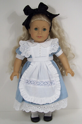 Alice Wonderland Costume Dress Headband Doll Clothes For 18 American Girl (Debs)