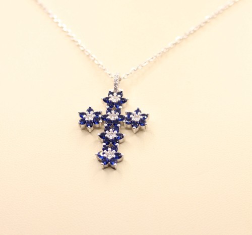 CROCE ARGENTO DONNA INCASTRO FIORE ZIRCONI COLORATI MM 20X27 MM 2 EXPLOIT - Picture 12 of 21