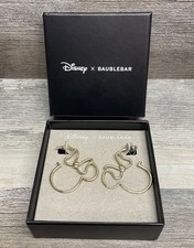 Disney X Baublebar Gold Tone Minnie Mouse Outline Hoop Earrings NEW