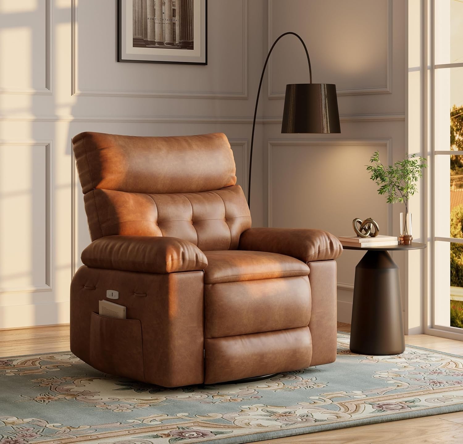 Pu Leather Manual Recliner For Adult 180kg Single Sofa