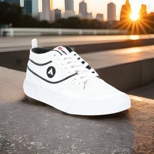 Airwalk Men's 10.5 Freestyle Mid Top Sneakers Skateboard Skate Shoes White 🛹