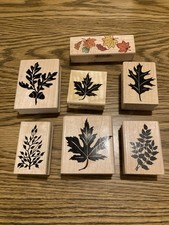 Mixed Lot of Leaves themed Mounted Rubber Stamps Set of 7 Multiple Brands