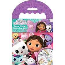 Gabbys Dollhouse Carry Along - Crayons Colour In Sheets Colouring Kids Creative