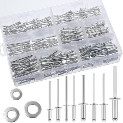 #ad 600 Pcs Pop Rivets Assortment Kit Aluminum Blind Rivets Stainless Washers $41.99