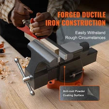 VEVOR 6" Bench Vise w/ Anvil 360°Swivel Locking Base Heavy Duty Ductile Iron